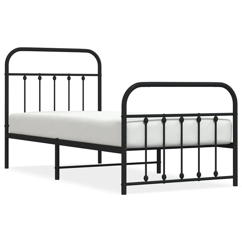 Foto van The living store bedframe classic - robuust staal - 207x85x100 cm - zwart