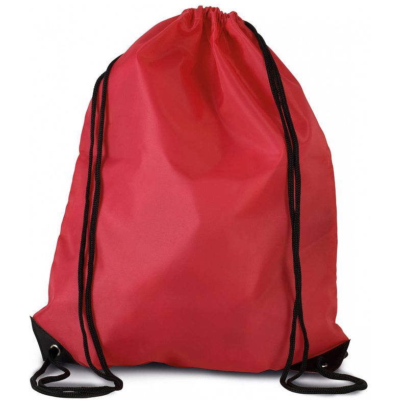 Foto van Sport gymtas/draagtas rood met rijgkoord 34 x 44 cm van polyester - gymtasje - zwemtasje