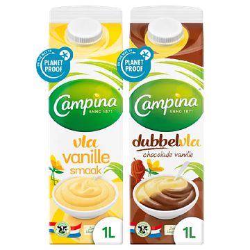 Foto van Campina vla vanille & campina dubbel vla vanille chocolade bij jumbo