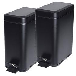 Foto van 2x stuks zwarte vuilnisbakken/pedaalemmers 5 liter - pedaalemmers
