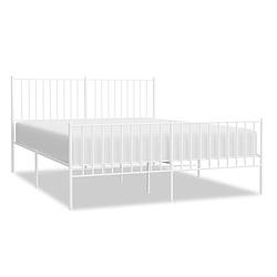 Foto van The living store bedframe classic - staal - 207 x 156 x 90.5 cm - wit