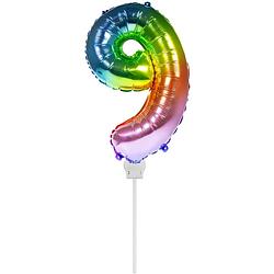 Foto van Folat cijferballon 9 folie 36 cm regenboog