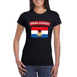 Foto van Geslaagd t-shirt zwart met vlag dames xs - feestshirts