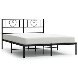 Foto van Vidaxl bedframe met hoofdbord metaal zwart 140x200 cm