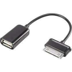 Foto van Renkforce usb-kabel usb 2.0 samsung stekker 30-pins, usb-a bus 10.00 cm zwart met otg-functie, vergulde steekcontacten rf-4080786