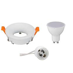 Foto van Led spot set - gu10 fitting - inbouw rond - mat wit - 4w - helder/koud wit 6400k - ø85mm