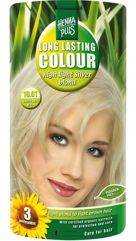 Foto van Hennaplus long lasting colour 10.01 high light silver blond 100ml