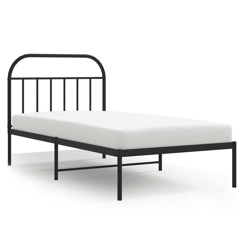 Foto van Vidaxl bedframe met hoofdbord metaal zwart 100x200 cm