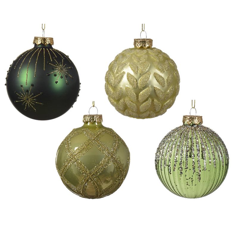 Foto van Decoris - kerstbal glas d8 cm groen ass kerst