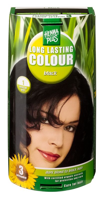 Foto van Hennaplus long lasting colour 1 black 100ml