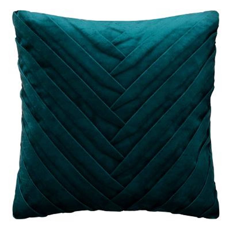 Foto van Casa di elturo fluwelen kussen weave petrol blauw - velvet - 40 x 40 cm (incl. vulling)