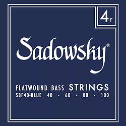 Foto van Sadowsky blue label sbf 40 stainless steel flatwound 40-100 snarenset voor elektrische basgitaar