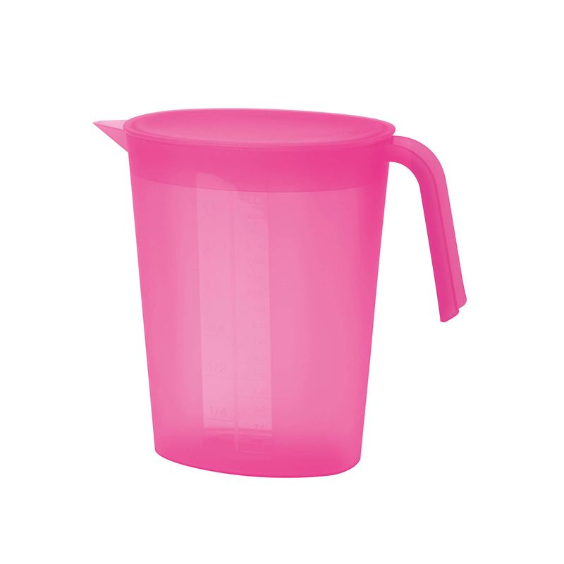 Foto van Juypal schenkkan/waterkan - fuchsia roze - 1,75 liter - kunststof - l22 x h20 cm - met deksel - schenkkannen