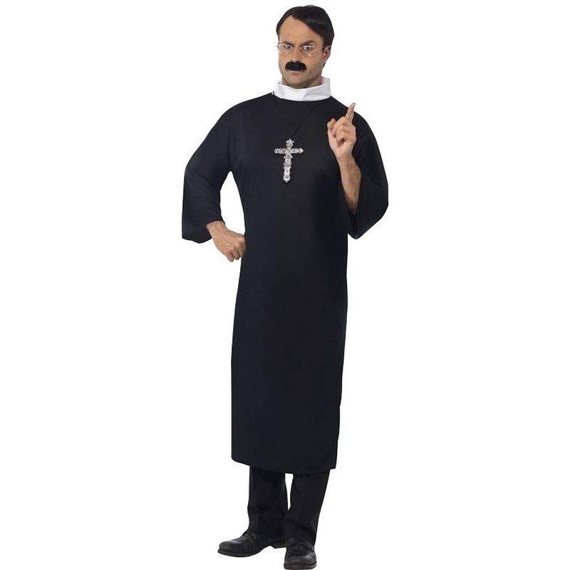 Foto van Zwart priester kostuum voor heren - religieuze verkleedkleding 56-58 (xl)