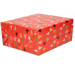 Foto van 1x rollen kerst inpakpapier/cadeaupapier rood 2,5 x 0,7 meter - cadeaupapier