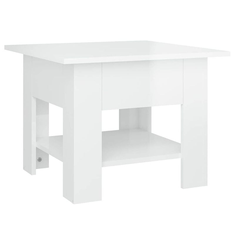 Foto van The living store salontafel wit - hoogglans - 55 x 55 x 42 cm - opbergschap