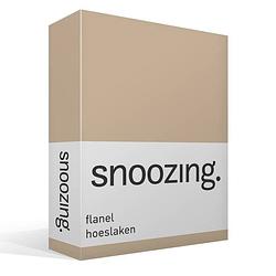 Foto van Snoozing - flanel - hoeslaken - 80/90x200 cm - camel