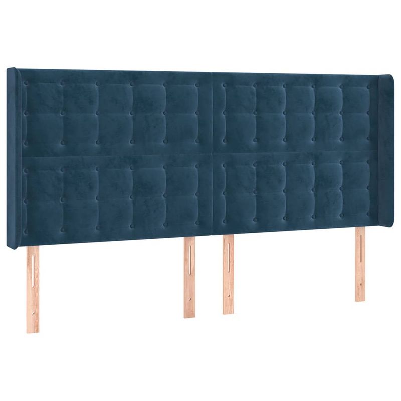 Foto van Vidaxl hoofdbord met randen 183x16x118/128 cm fluweel donkerblauw