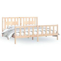 Foto van The living store houten bedframe - massief grenenhout - 205.5 x 185.5 x 69.5 cm - rustieke uitstraling