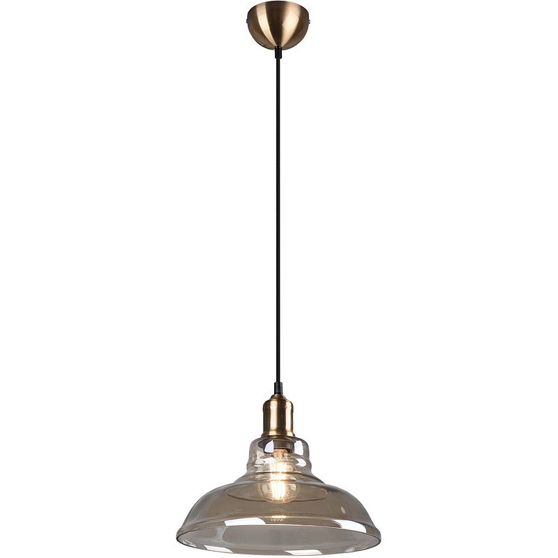 Foto van Led hanglamp - trion aldin - e27 fitting - rond - oud brons - aluminium