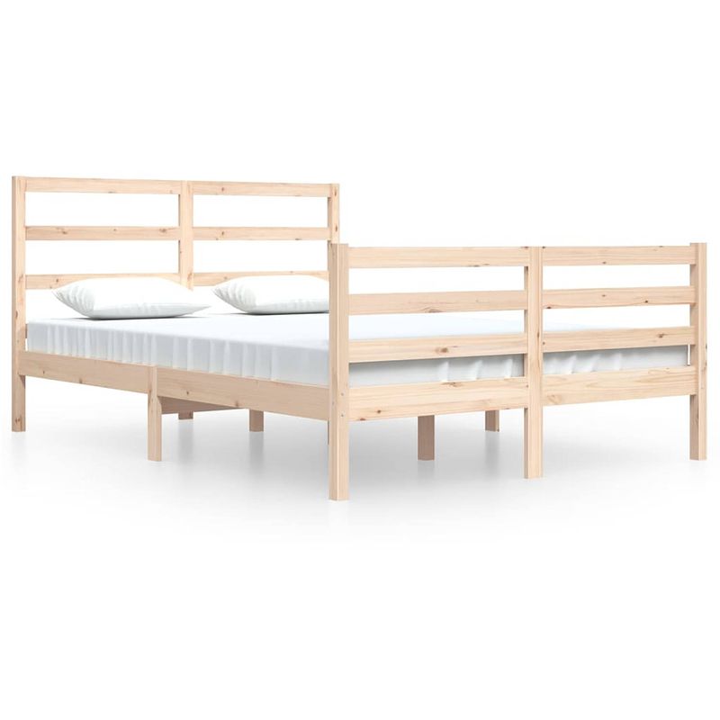 Foto van The living store houten bedframe - grenenhout - 140 x 200 cm - stabiel en comfortabel