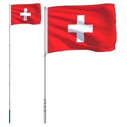 Foto van Vidaxl vlag met vlaggenmast zwitserland 5,55 m aluminium