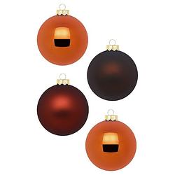 Foto van 12x stuks glazen kerstballen kastanje bruin 8 cm glans en mat - kerstbal