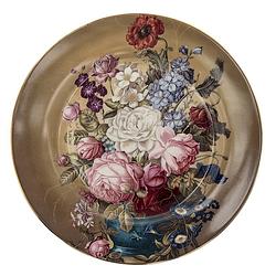 Foto van Clayre & eef servies dinerbord ø 26*2 cm bruin keramiek rond bloemen eetbord bruin eetbord