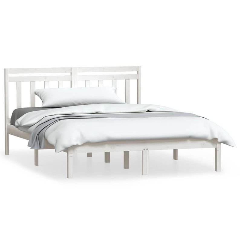 Foto van The living store bedframe - grenenhout - 120 x 200 cm - wit