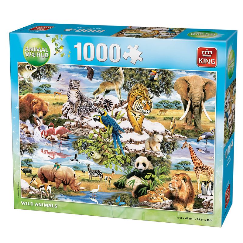 Foto van King legpuzzel wilde dieren 1000 stukjes 68 x 49 cm