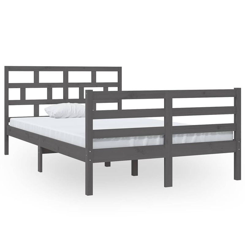 Foto van Vidaxl bedframe massief grenenhout grijs 120x200 cm