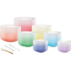 Foto van Meinl csbcsetcha crystal singing bowl color-frosted chakra set