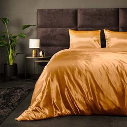 Foto van Fresh & co silk satin - bruin dekbedovertrek lits-jumeaux (240 x 220 cm + 2 kussenslopen) dekbedovertrek