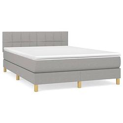 Foto van The living store boxspringbed - lichtgrijs - 193 x 144 x 78/88 cm - pocketvering matras - middelharde ondersteuning -