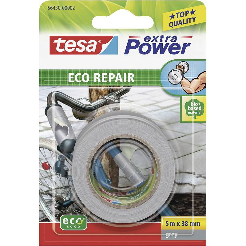 Foto van Tesa eco repair 56430-00002-00 textieltape tesa extra power grijs (l x b) 5 m x 38 mm 1 stuk(s)