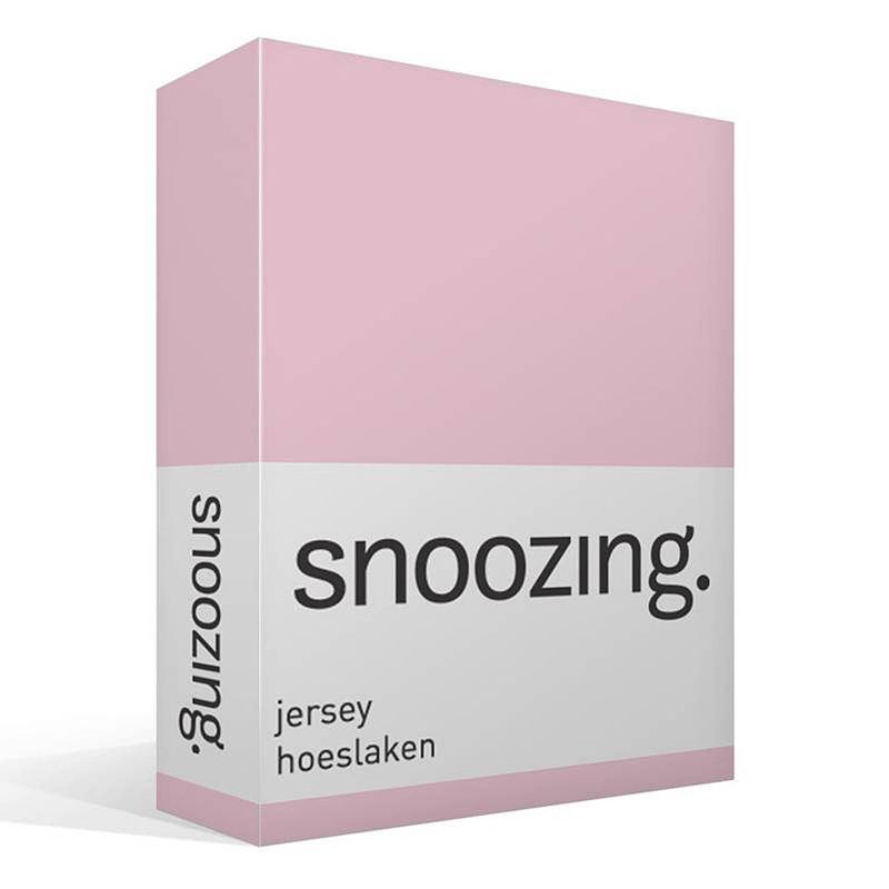 Foto van Snoozing jersey hoeslaken - 100% gebreide jersey katoen - lits-jumeaux (160x210/220 cm) - roze