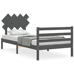 Foto van The living store bedframe - massief grenenhout - grijs - 205.5 x 105.5 x 81 cm - 100 x 200 cm - montage vereist