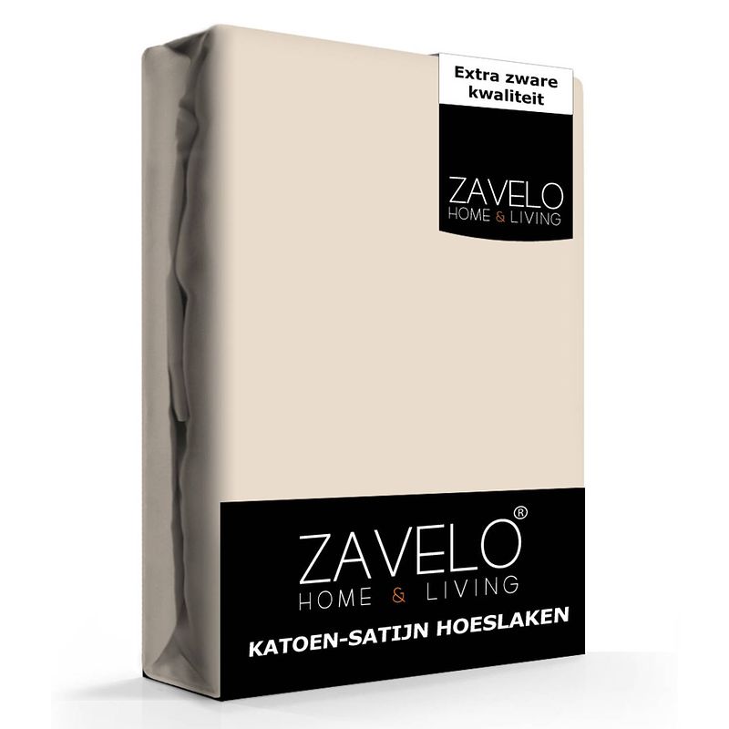Foto van Zavelo katoen - hoeslaken katoen satijn zand - zijdezacht - extra hoog-lits-jumeaux (180x220 cm)