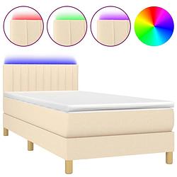 Foto van The living store boxspring met matras en led stof crèmekleurig 100x200 cm - bed