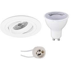 Foto van Led spot set - pragmi alpin pro - gu10 fitting - dimbaar - inbouw rond - mat wit - 6w - helder/koud wit 6400k -