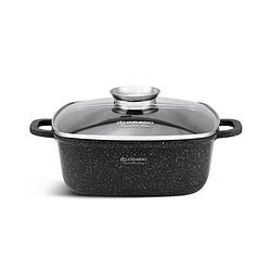 Foto van Edënbërg stonetec line - luxe aluminium kookpan/braadpan met deksel - 2,8 liter - zwart, gietaluminium