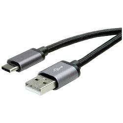 Foto van Roline usb-kabel usb 2.0 usb-c stekker, usb-a stekker 0.80 m zwart afgeschermd 11.02.9027