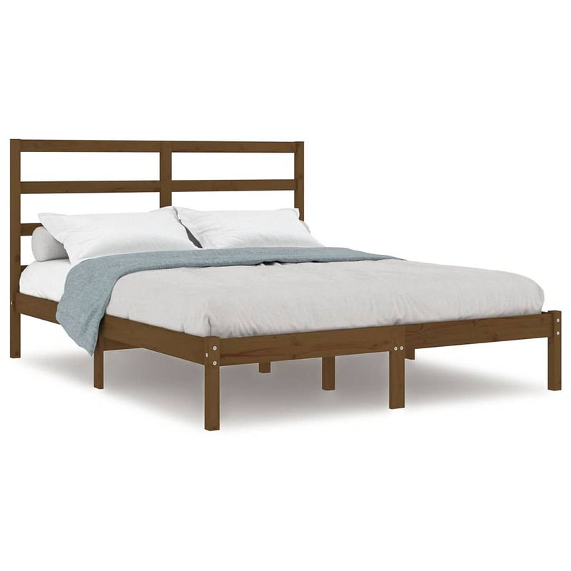 Foto van The living store bedframe grenenhout - modern bedroom - 160x200cm - honingbruin