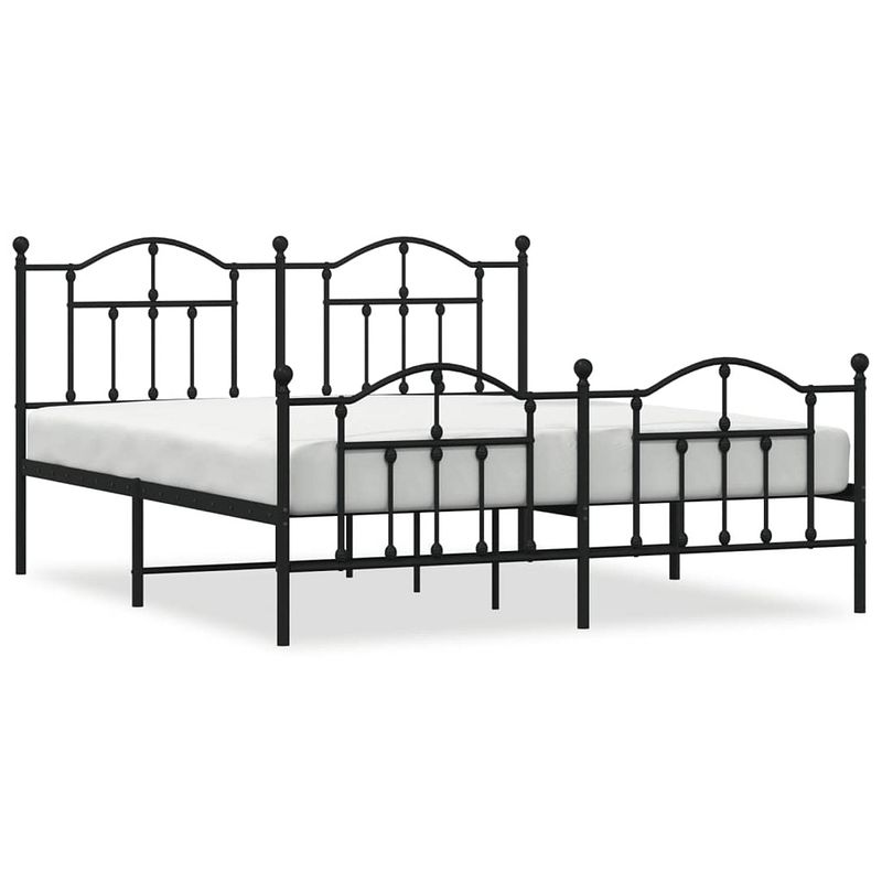 Foto van Vidaxl bedframe met hoofd- en voeteneinde metaal zwart 180x200 cm