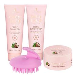 Foto van Lee stafford coco loco & agave set - shampoo, conditioner & haarmasker - voor droog & fultoos haar - met massageborstel