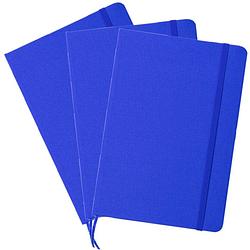 Foto van Set van 3x stuks luxe schriftjes/notitieboekjes blauw met elastiek a5 formaat - schriften