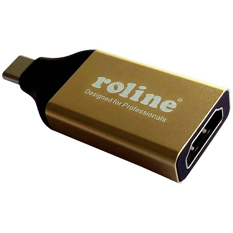 Foto van Roline 12.03.3231 usb-c / hdmi adapter zwart, goud