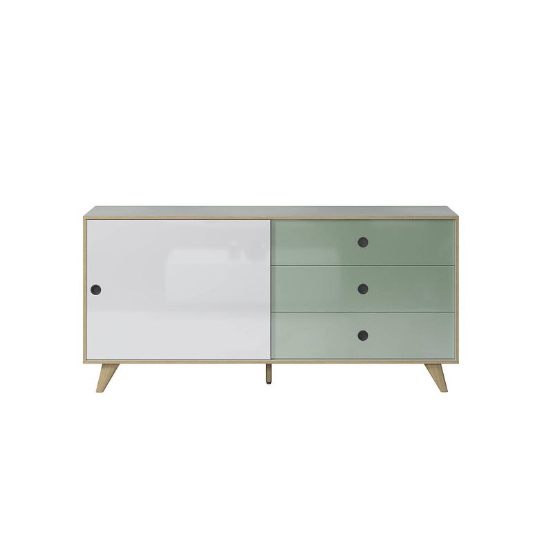 Foto van Adelaide dressoir 1 deur, 3 laden wit,groen.