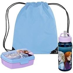 Foto van Disney frozen lunchbox set voor kinderen - 3-delig - blauw/lila - incl. gymtas/schooltas - lunchboxen