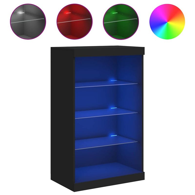 Foto van Vidaxl dressoir met led-verlichting 60,5x37x100 cm zwart